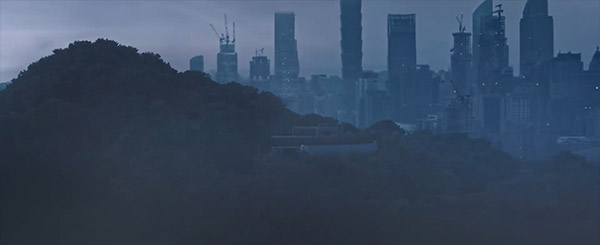 Matte painting of background city. Compositing by Renovatio